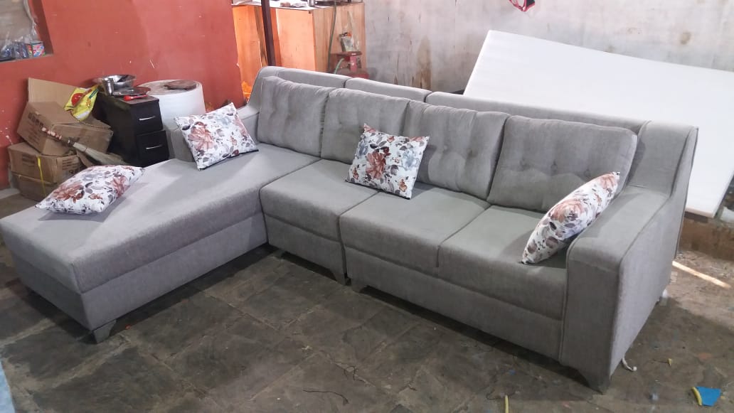 FG JASMIN FABRIC L SHAPED SOFA IN GREY COLOUR image