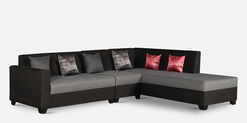 Bliss 6 Seater LHS Sectional Sofa In Black & Grey Colour image