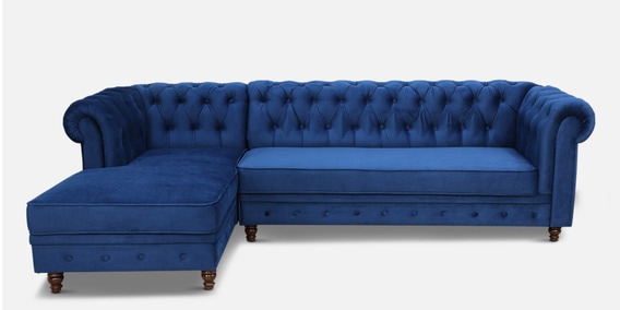 Cheshire RHS Sectional Velvet Sofa In Royal Blue Colour image