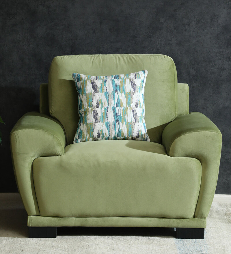 Clarksville 1 Seater Velvet Sofa In Olive Green Colour image