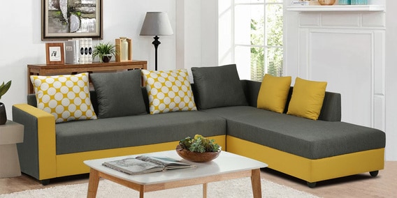 Riviera LHS 6 Seater Sofa In Grey & Yellow Colour image