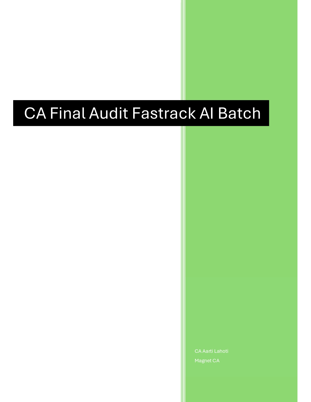 CA Final Audit Fastrack Time Sheet 3rd Edtion